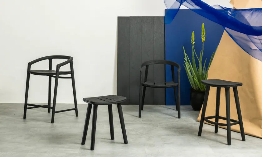 Manutti Solid Counter Height Stool With Back