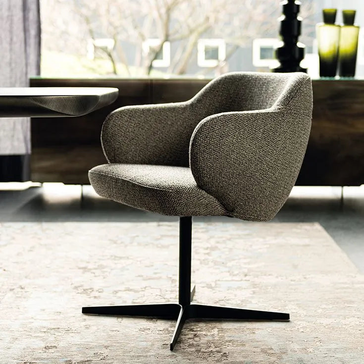 Cattelan Italia Bombè X Swivel Dining Armchair – Fabric & Synthetic Leather