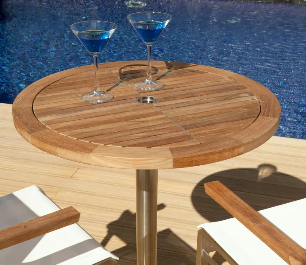 Barlow Tyrie Equinox High Dining Bistro Table 100 Ø Circular Teak Top