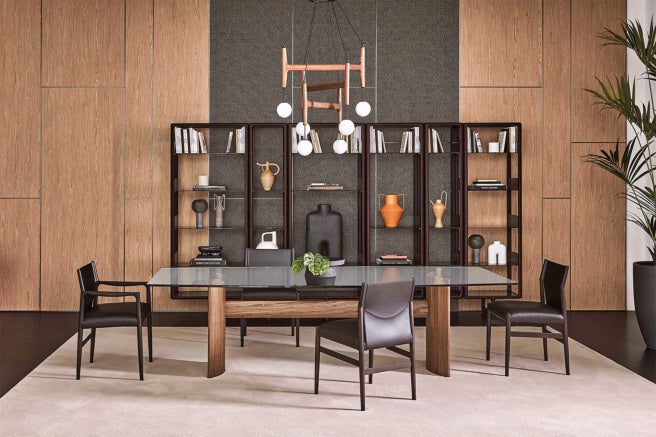 Porada Beam Wood Round & Barrel Shaped Dining Table