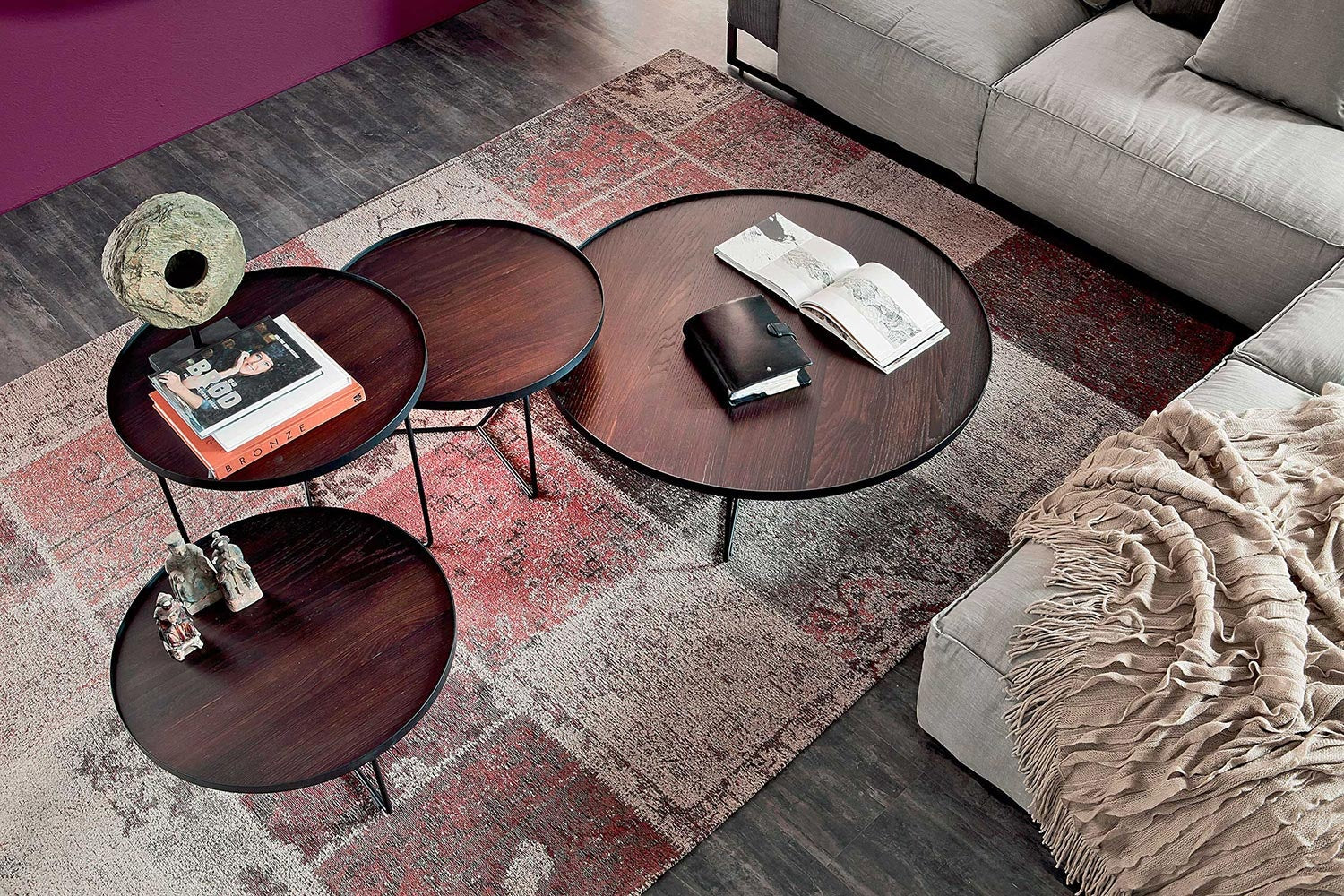 Cattelan Italia Billy Wood Coffee Table Set of 3 ø60