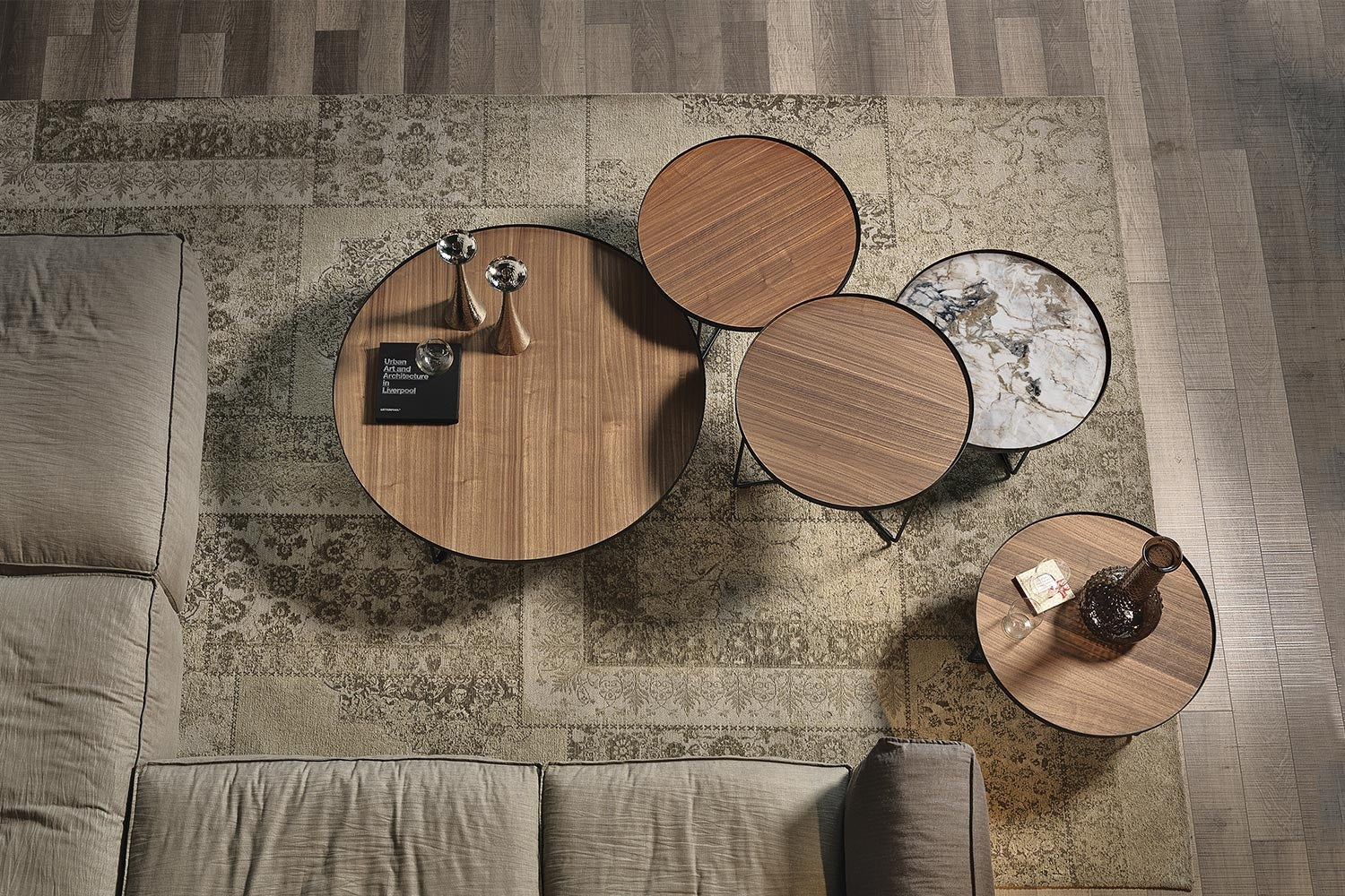 Cattelan Italia Billy Wood Coffee Table Set of 3 ø60