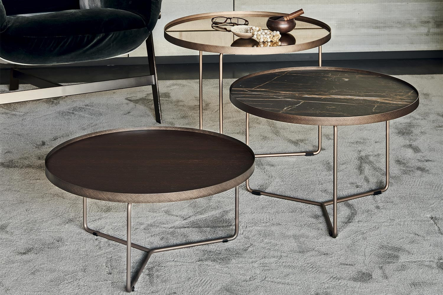 Cattelan Italia Billy Wood Coffee Table Set of 3 ø60