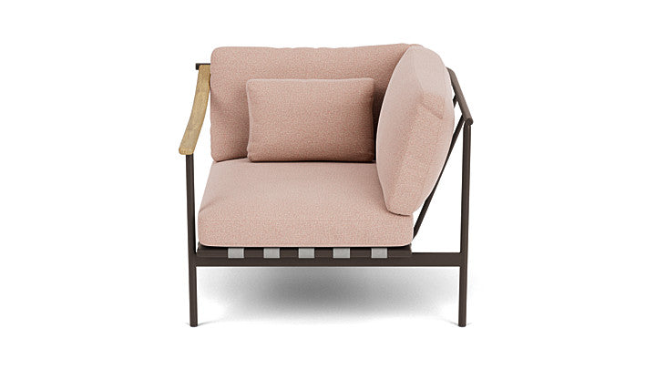 Barlow Tyrie Around Deep Seating Single Lounge Chair with Teak Left Arm and Aluminium Right Arm