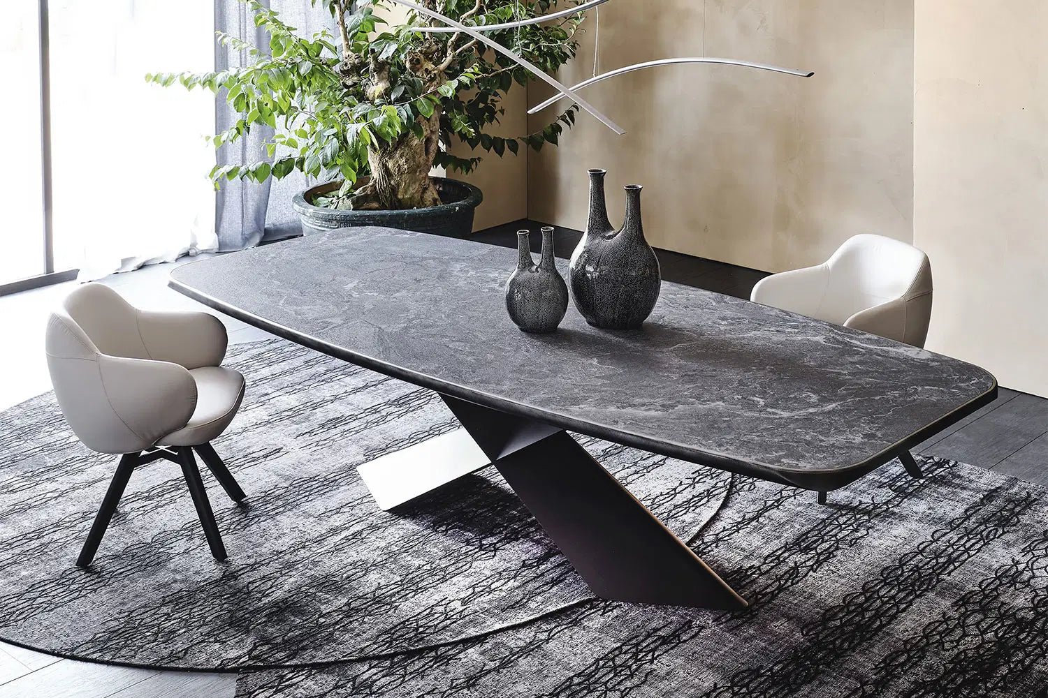 Cattelan Italia Bombè Swivel Dining Armchair – Soft Leather & Glove Soft Leather