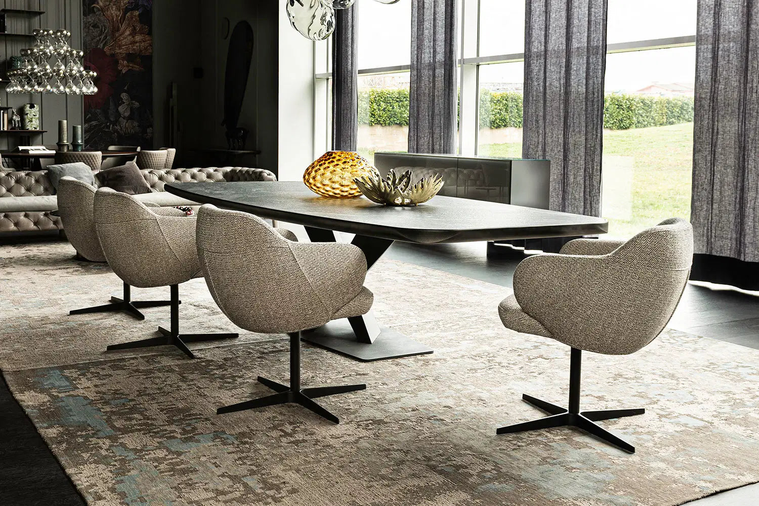 Cattelan Italia Bombè X Swivel Dining Armchair – Soft Leather & Glove Soft Leather