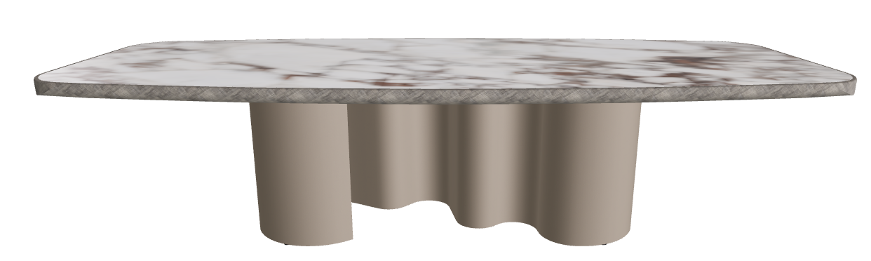 300x128x75h Barrel Shaped_Breccia_Titanium Embossed_Brushed Grey