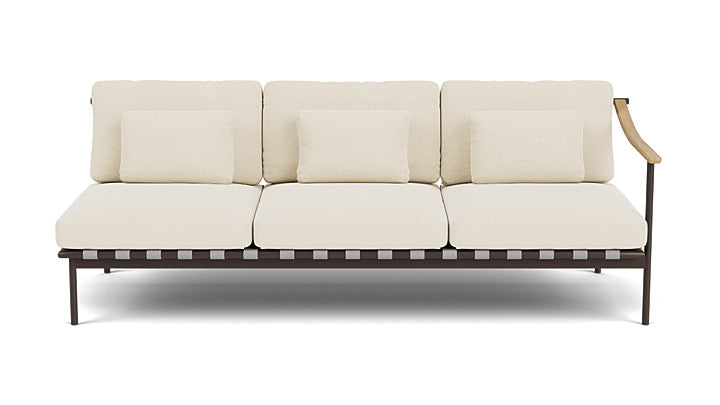 Barlow Tyrie Around Deep Seating Triple Lounge Sofa with Teak Right Arm