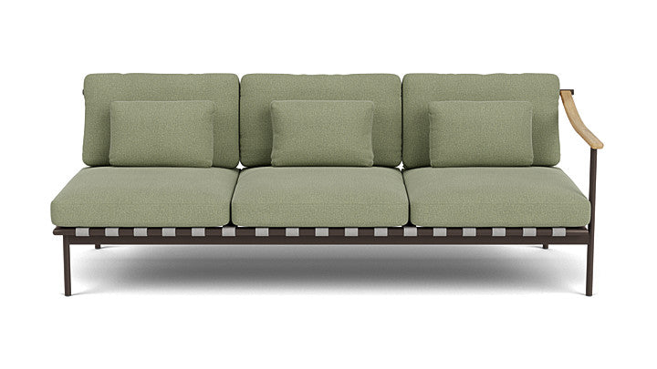 Barlow Tyrie Around Deep Seating Triple Lounge Sofa with Teak Right Arm