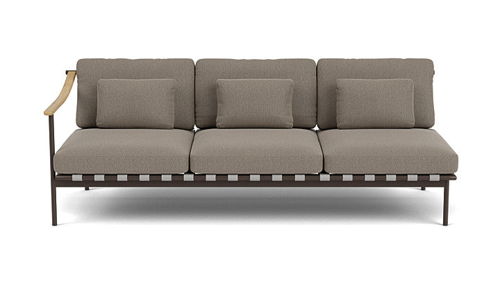 Barlow Tyrie Around Deep Seating Triple Lounge Sofa with Teak Left Arm