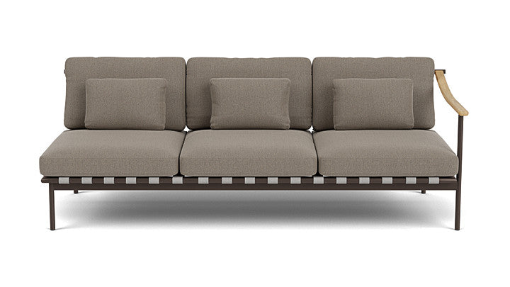 Barlow Tyrie Around Deep Seating Triple Lounge Sofa with Teak Right Arm