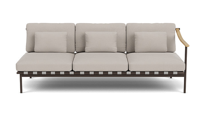 Barlow Tyrie Around Deep Seating Triple Lounge Sofa with Teak Right Arm