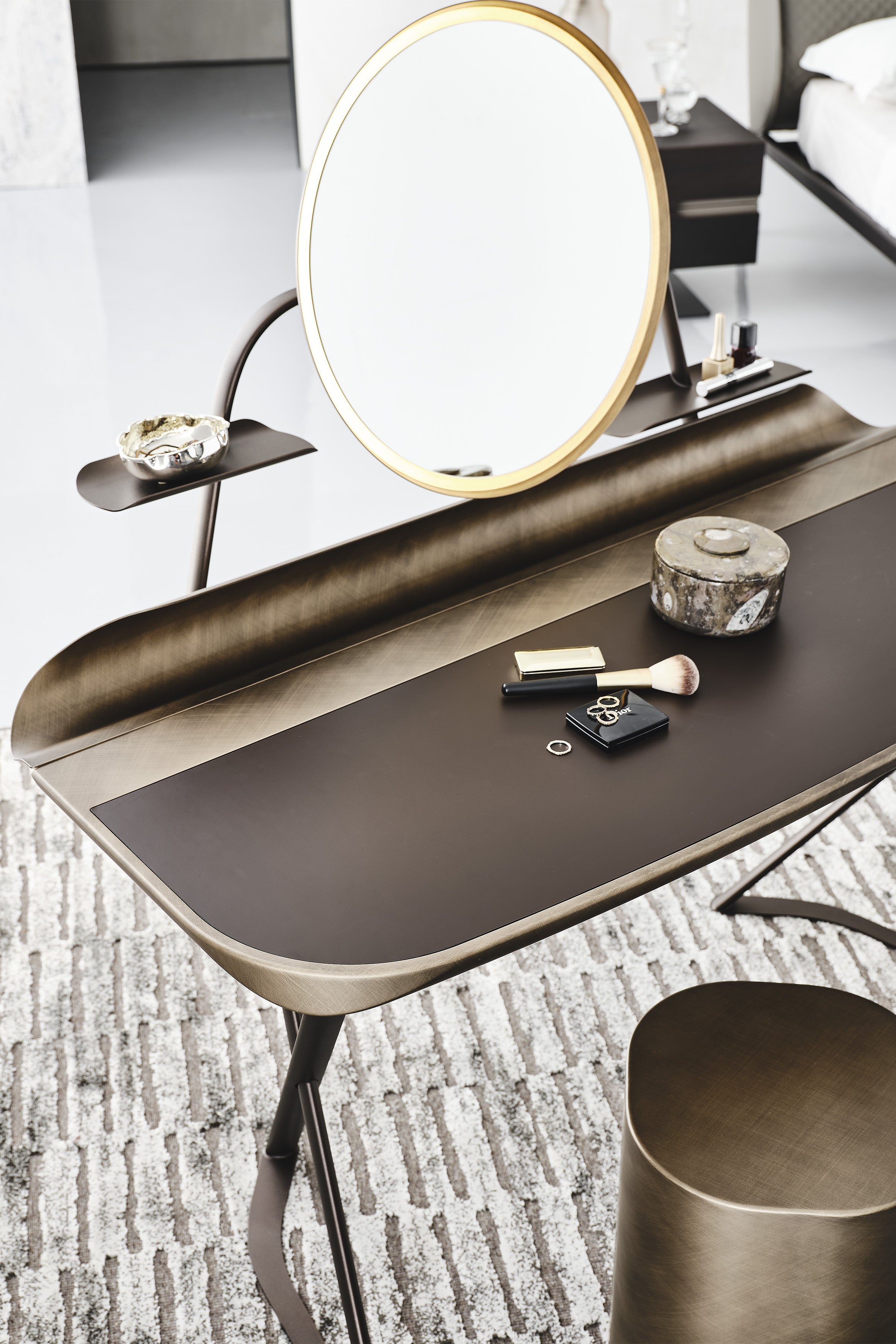 Cattelan Italia Cocoon Trousse Leather Desk Black embossed Frame