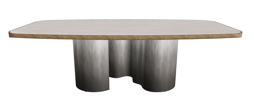 240x120x75h Barrel Shaped_Colosseo_Oxy Grey_Brushed Bronze