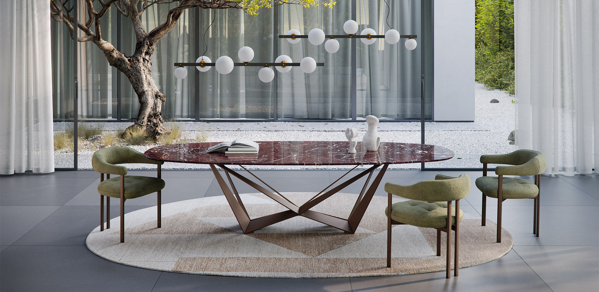 Cattelan Italia Skorpio Round & Biscuit Shaped Marble Dining Table