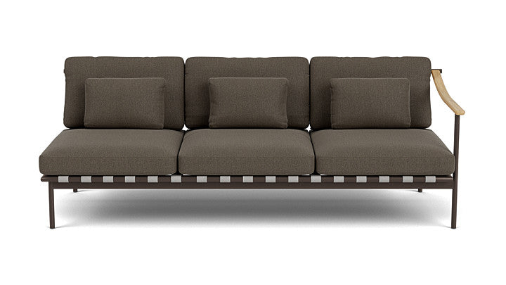 Barlow Tyrie Around Deep Seating Triple Lounge Sofa with Teak Right Arm