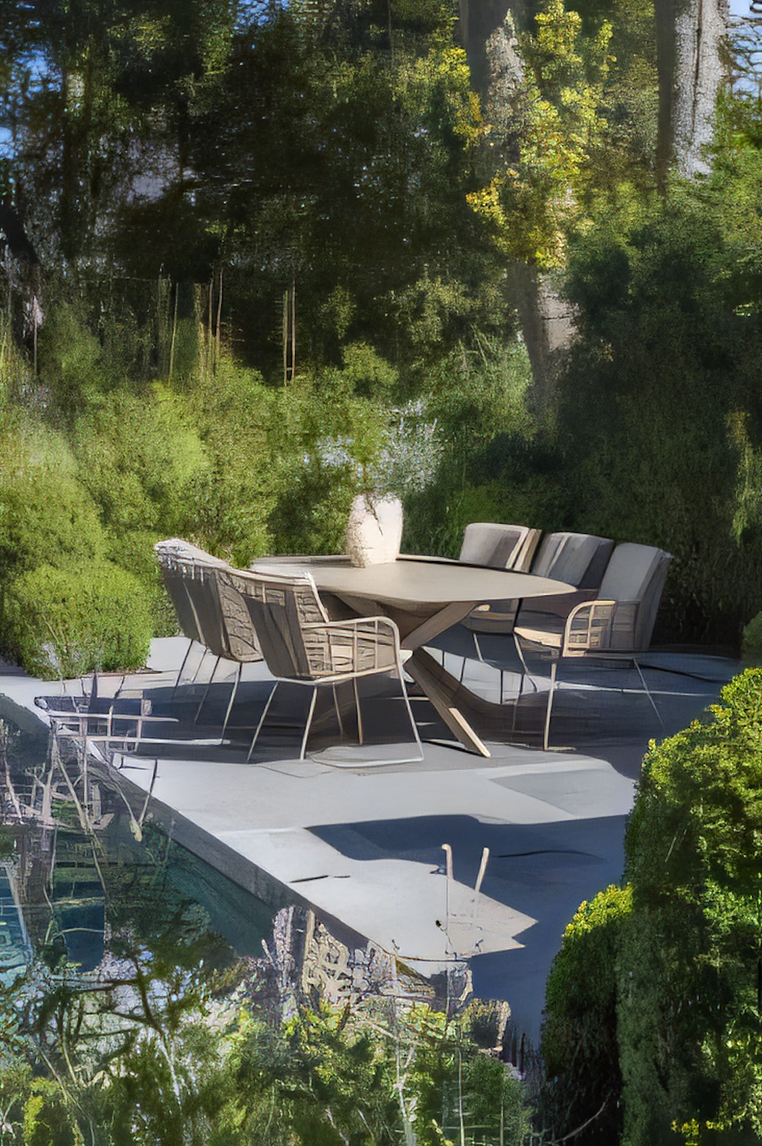 4 Seasons Outdoor Prado Barrel Shaped Ceramic Terre Dining Table 240 X 105 X 75 cm With Latte Legs