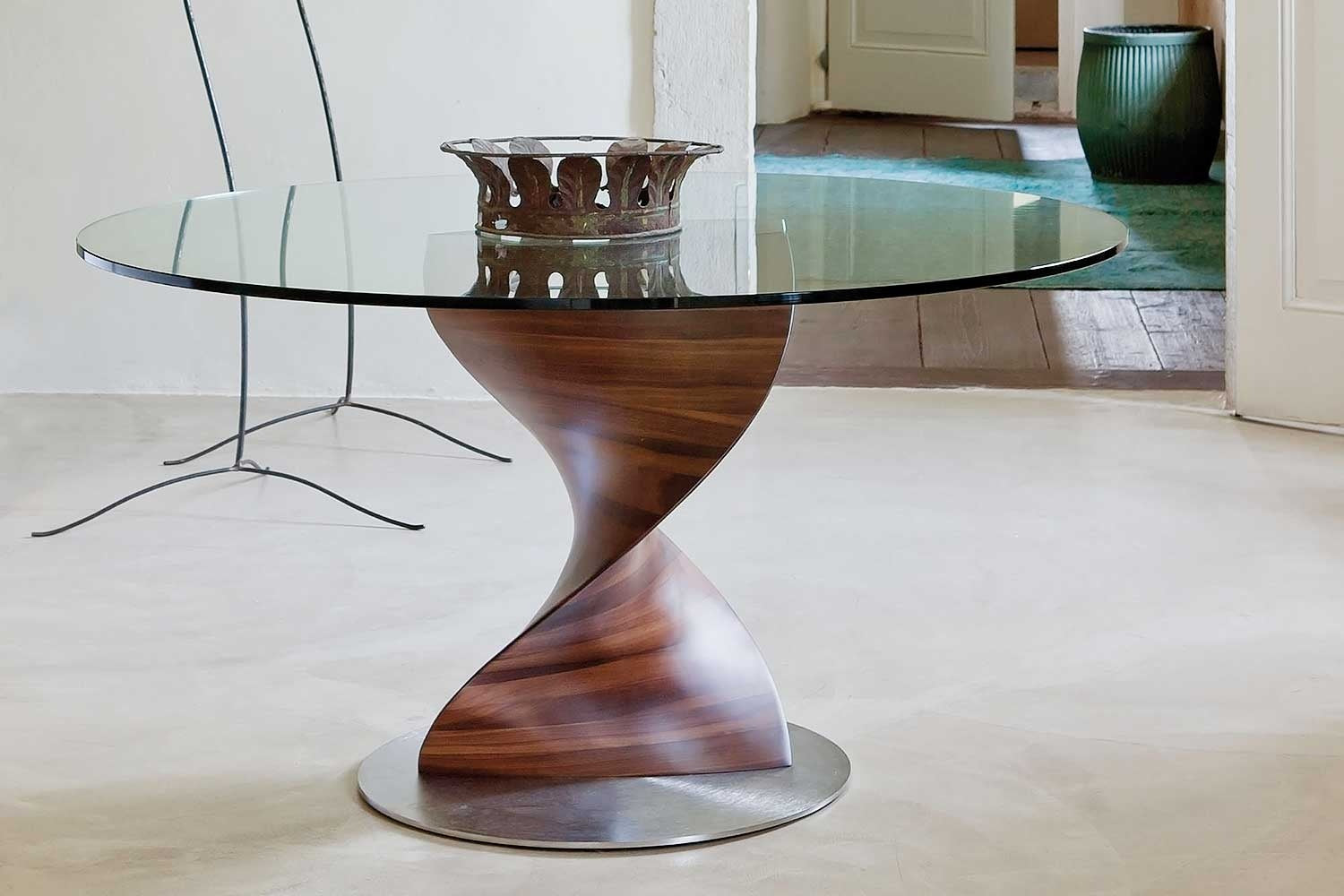 Porada Elika Round Glass & Rock Dining Table