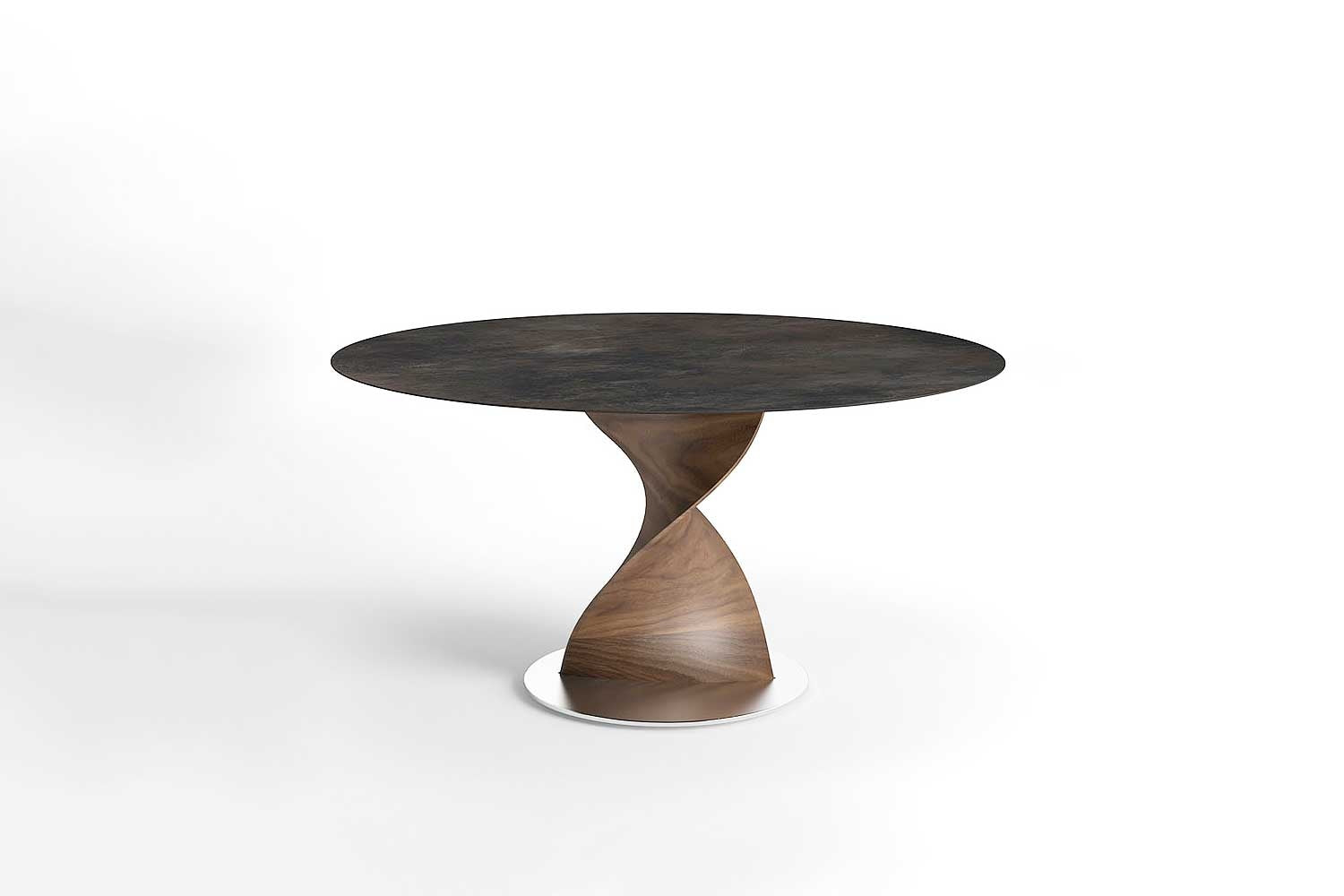 Porada Elika Round Glass & Rock Dining Table