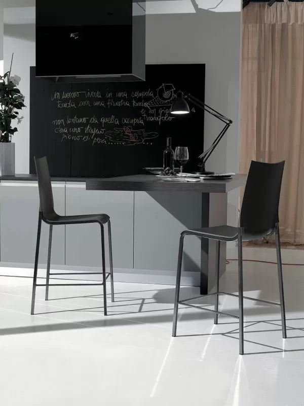 Eva Footstool Low barstool with lacquered metal frame