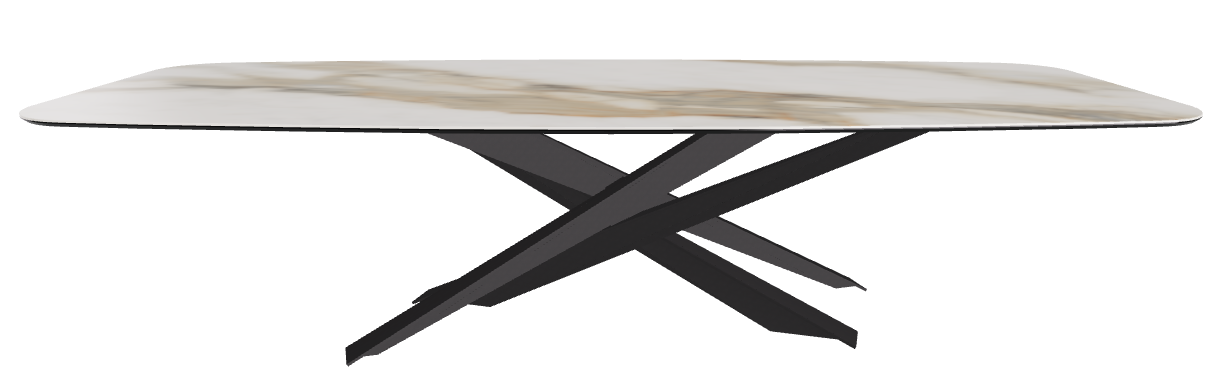 300x120x74.5h Barrel Shaped_Glossy Borghini Calacatta_Black Embossed