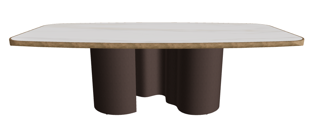 240x120x75h Barrel Shaped_Glossy Golden Calacatta_Bronze Embossed_Brushed Bronze