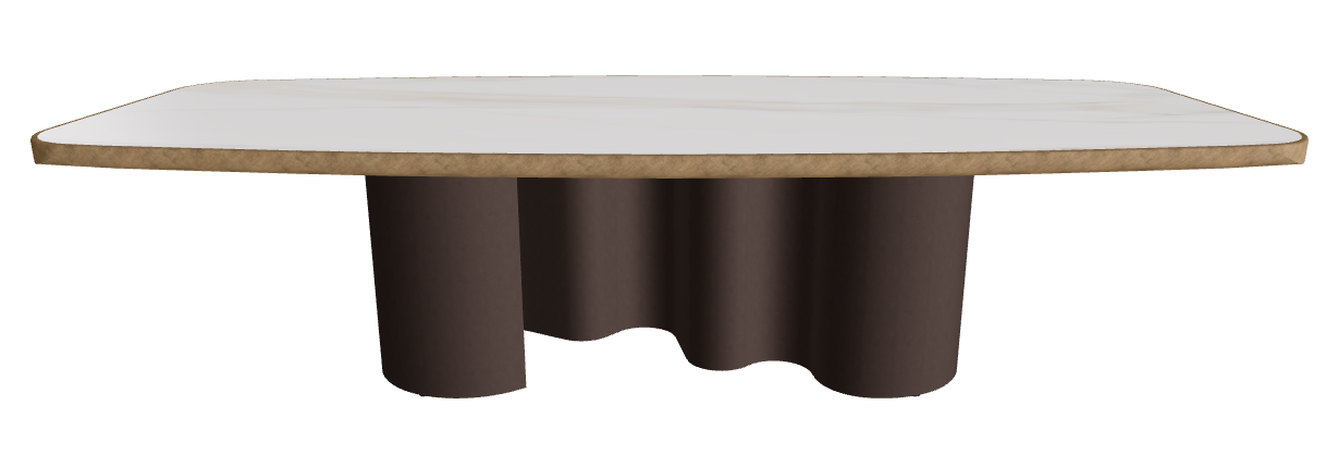 300x128x75h Barrel Shaped_Glossy Golden Calacatta_Bronze Embossed_Brushed Bronze