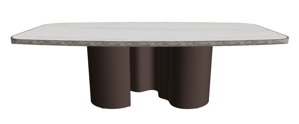 240x120x75h Barrel Shaped_Glossy Golden Calacatta_Bronze Embossed_Brushed Grey