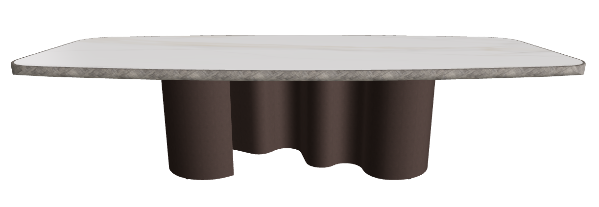 300x128x75h Barrel Shaped_Glossy Golden Calacatta_Bronze Embossed_Brushed Grey
