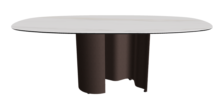 200x100x74h Bisuit Shaped_Glossy Golden Calacatta_Bronze Embossed