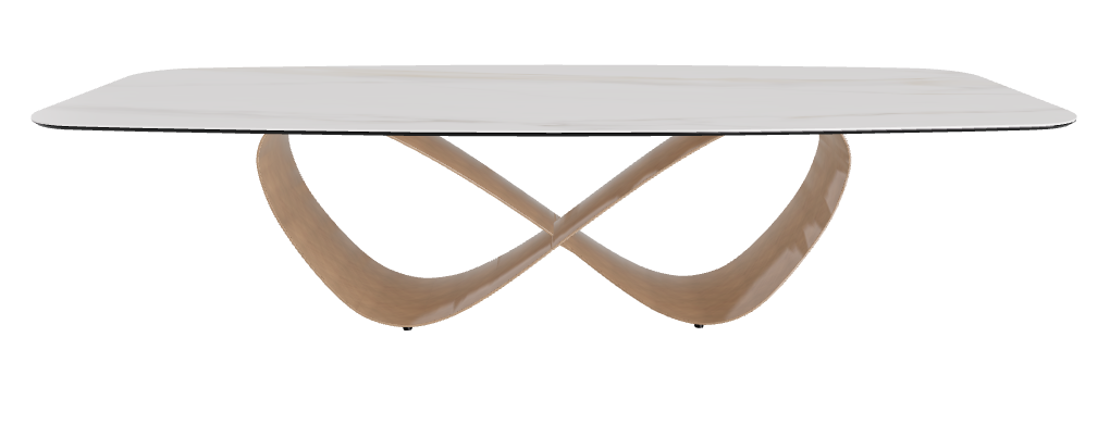 300x120x75h Barrel Shaped_Glossy Golden Calacatta_Brushed Bronze