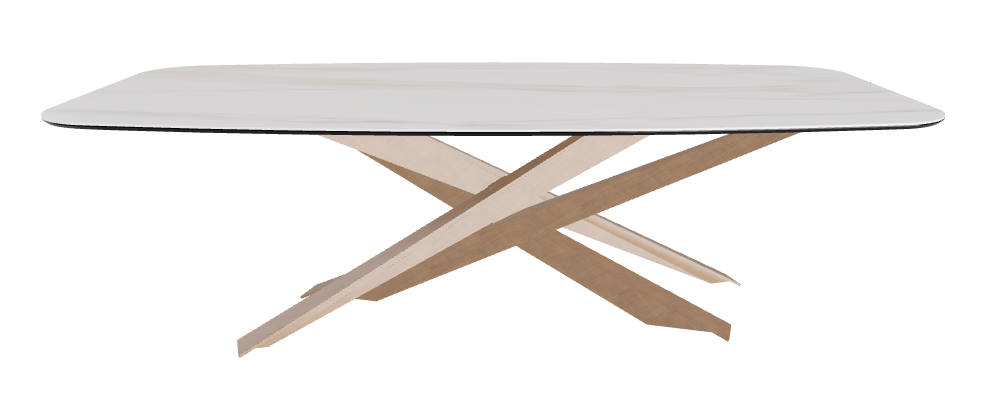 240x120x74.5h Barrel Shaped_Glossy Golden Calacatta_Brushed Bronze