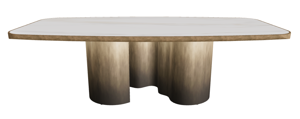 240x120x75h Barrel Shaped_Glossy Golden Calacatta_Oxy Brass_Brushed Bronze