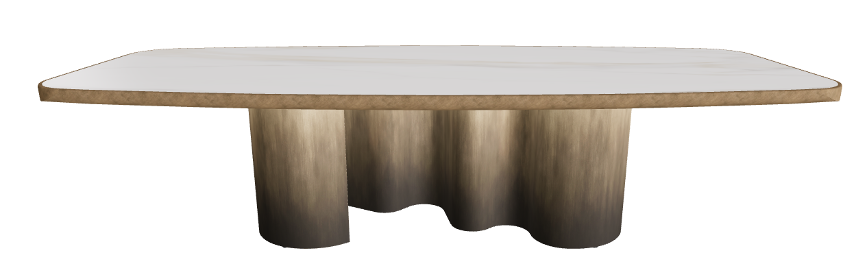 300x128x75h Barrel Shaped_Glossy Golden Calacatta_Oxy Brass_Brushed Bronze