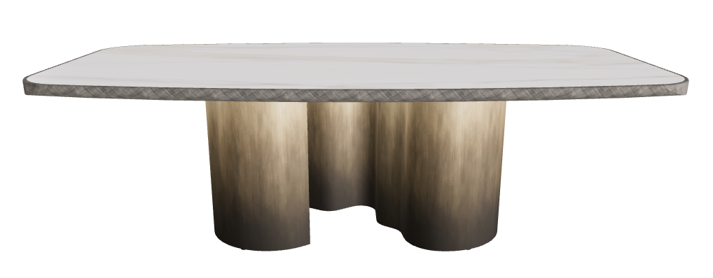 240x120x75h Barrel Shaped_Glossy Golden Calacatta_Oxy Brass_Brushed Grey