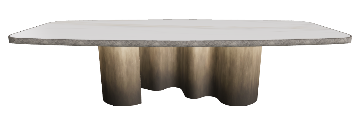 300x128x75h Barrel Shaped_Glossy Golden Calacatta_Oxy Brass_Brushed Grey