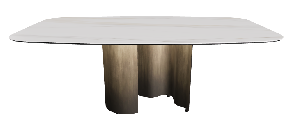 200x120x74h Barrel Shaped_Glossy Golden Calacatta_Oxy Brass