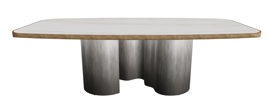 240x120x75h Barrel Shaped_Glossy Golden Calacatta_Oxy Grey_Brushed Bronze