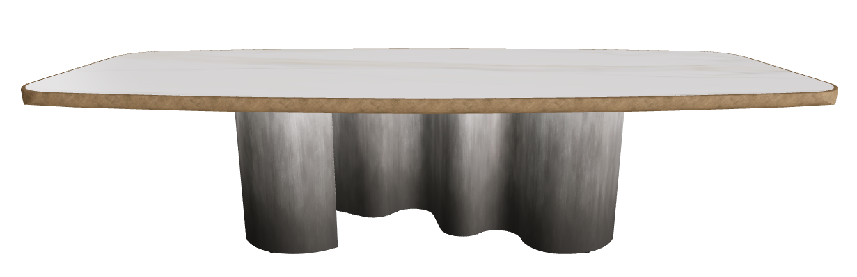 300x128x75h Barrel Shaped_Glossy Golden Calacatta_Oxy Grey_Brushed Bronze