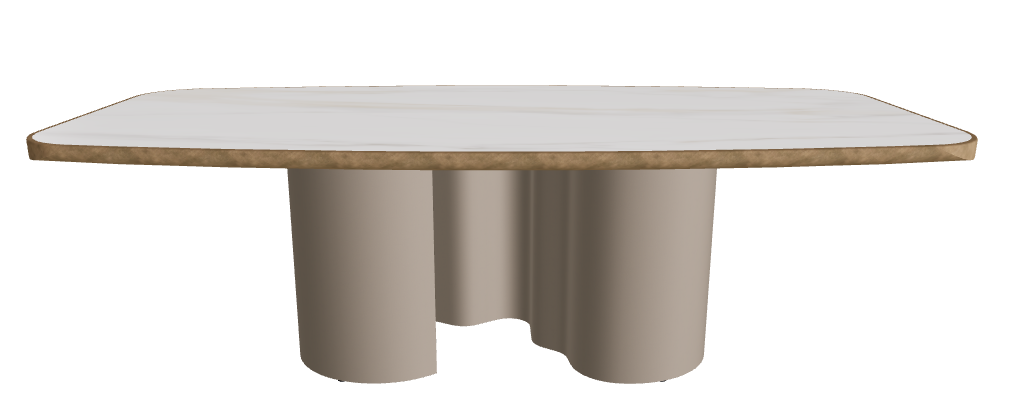 240x120x75h Barrel Shaped_Glossy Golden Calacatta_Titanium Embossed_Brushed Bronze
