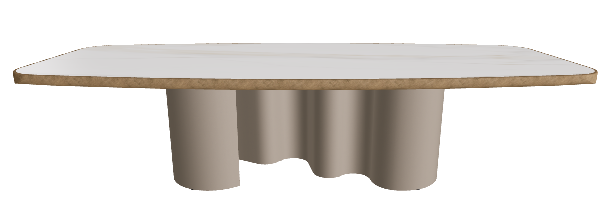 300x128x75h Barrel Shaped_Glossy Golden Calacatta_Titanium Embossed_Brushed Bronze