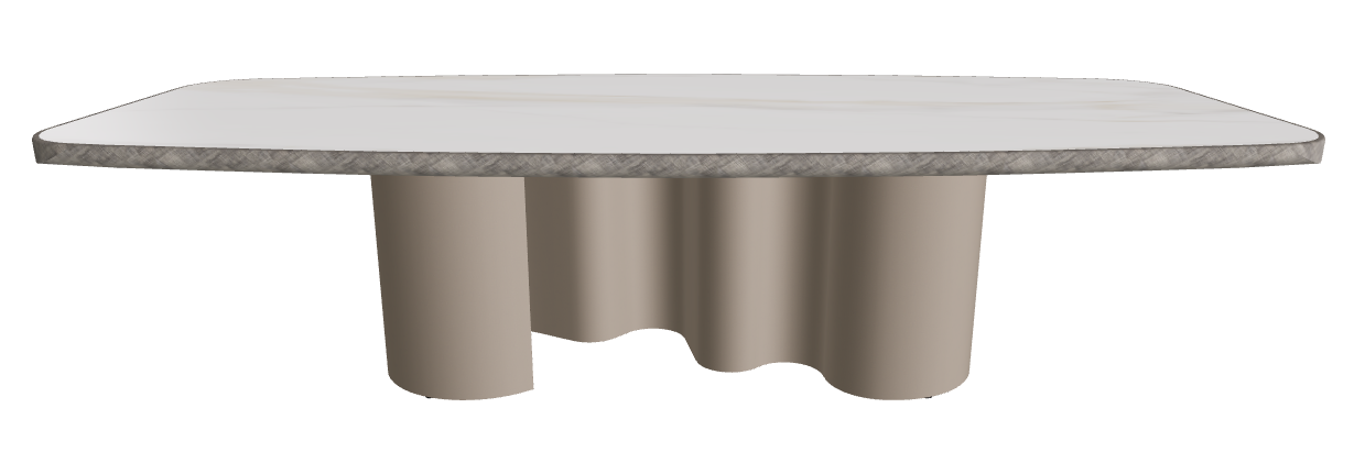 300x128x75h Barrel Shaped_Glossy Golden Calacatta_Titanium Embossed_Brushed Grey