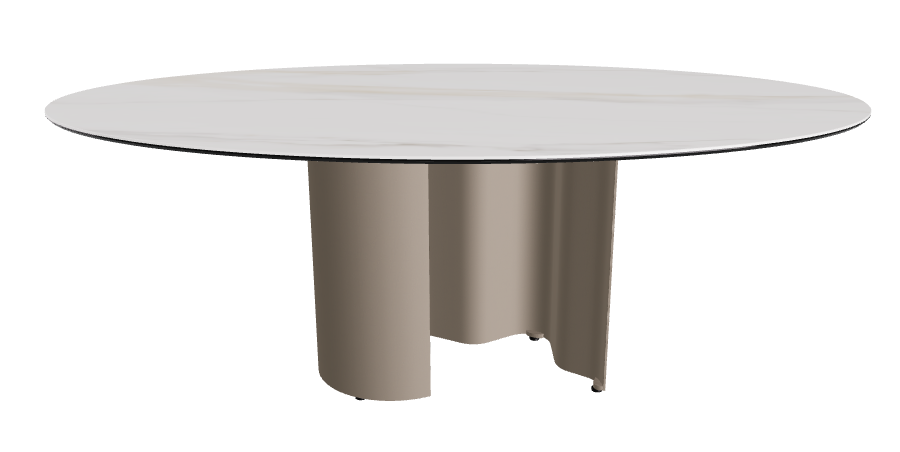 200x120x74h Oval Shaped_Glossy Golden Calacatta_Titanium Embossed