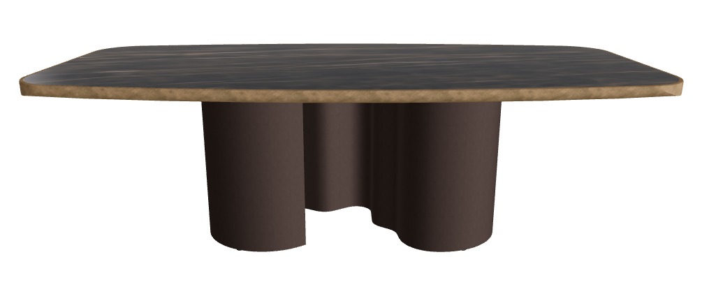240x120x75h Barrel Shaped_Glossy Portoro_Bronze Embossed_Brushed Bronze