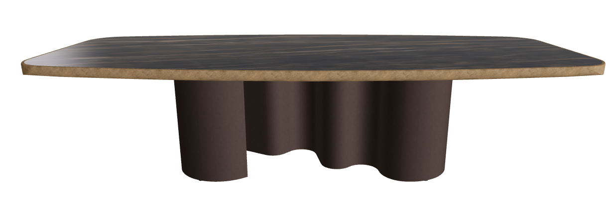 300x128x75h Barrel Shaped_Glossy Portoro_Bronze Embossed_Brushed Bronze