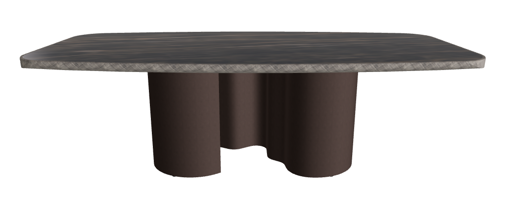240x120x75h Barrel Shaped_Glossy Portoro_Bronze Embossed_Brushed Grey
