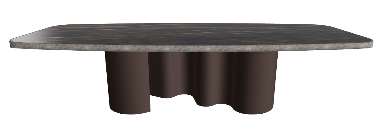 300x128x75h Barrel Shaped_Glossy Portoro_Bronze Embossed_Brushed Grey