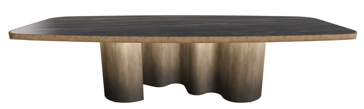 300x128x75h Barrel Shaped_Glossy Portoro_Oxy Brass_Brushed Bronze