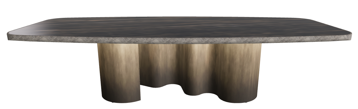 300x128x75h Barrel Shaped_Glossy Portoro_Oxy Brass_Brushed Grey