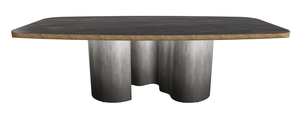 240x120x75h Barrel Shaped_Glossy Portoro_Oxy Grey_Brushed Bronze